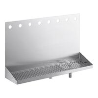 Regency 24" x 6" x 14" Stainless Steel 8 Faucet Wall Mount Drip Tray with Rinser
