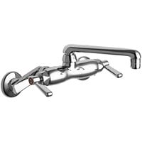 Chicago Faucets 445-ABCP Wall-Mounted Faucet with Adjustable Centers and 6" S-Type Swing Spout