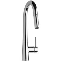 Chicago Faucets 434-ABCP Deck-Mounted Single-Hole Kitchen Faucet with 9" Tubular Brass Pull-Down Spout