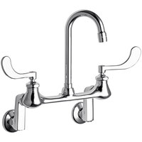 Chicago Faucets 631-RABCP Wall-Mounted Faucet with Adjustable Centers, 3 1/2 inch Rigid / Swing Gooseneck Spout, and Quaturn Compression Cartridges