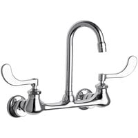 Chicago Faucets 631-ABCP 2.2 GPM Wall-Mounted Faucet with Adjustable Centers and 3 1/2 inch Rigid / Swing Gooseneck Spout