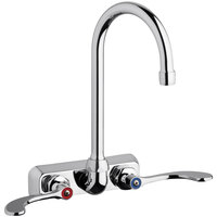 Chicago Faucets W4W-GN2AE35-317AB 1.5 GPM Wall-Mounted Faucet with 4 inch Centers and 5 1/4 inch Rigid / Swing Gooseneck Spout
