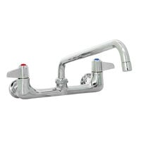 Equip by T&S 5F-8WLX08 Wall Mounted Faucet with 8 1/8 inch Swing Spout, 5.2 GPM Laminar Flow Device, 8 inch Adjustable Centers, and Lever Handles