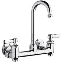 Chicago Faucets 640-GN1AE1-369YAB Wall-Mounted Faucet with Adjustable Centers, 3 1/2 inch Rigid / Swing Gooseneck Spout, and 2 3/8 inch Lever Handles