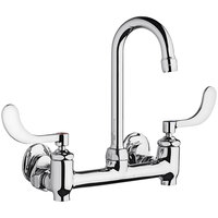 Chicago Faucets 640-GN1AE35-317YAB Wall-Mounted Faucet with Adjustable Centers, 3 1/2 inch Rigid / Swing Gooseneck Spout, and 4 inch Wristblade Handles
