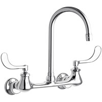 Chicago Faucets 631-GN2AE3ABCP Wall-Mounted Faucet with Adjustable Centers and 5 1/4 inch Rigid / Swing Gooseneck Spout