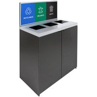 Busch Systems Sessanta 208425 69 Gallon Three Stream Decorative Recyclables / Organics / Waste Receptacle