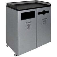 Busch Systems Courtside 100927 64 Gallon Powder-Coated Steel Two Stream Decorative Recycle / Waste Receptacle