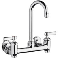 Chicago Faucets 640-GN1AE35-369YAB Wall-Mounted Faucet with Adjustable Centers, 3 1/2 inch Rigid / Swing Gooseneck Spout, and Ceramic Operating Cartridges