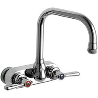 Chicago Faucets 521-ABCP Wall-Mounted Faucet with 4 inch Centers and 6 1/4 inch Rigid / Swing Gooseneck Spout