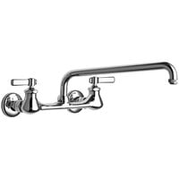 Chicago Faucets 540-LDL12E1WXFABCP Wall-Mounted Faucet with 8" Centers and 12" L-Type Swing Spout