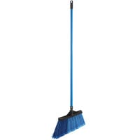 Lavex 12 inch Blue Flagged Angled Broom with 48 inch Metal Handle