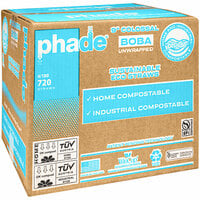 Phade 9 inch Boba / Colossal Unwrapped Blue Compostable Straw - 720/Case