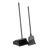 Lavex 12" Open-Lid Lobby Dust Pan with Broom