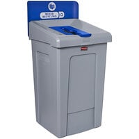 Rubbermaid 2171557 Slim Jim Single-Stream 33 Gallon Mixed Recycling Station with Lid