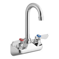Regency Wall Mount Hand Sink Faucet with 3 1/2 inch Swivel Gooseneck Spout and 4 inch Centers