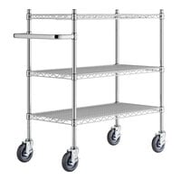 Regency 18" x 36" Three Shelf Chrome Utility Cart with U-Shaped Handle