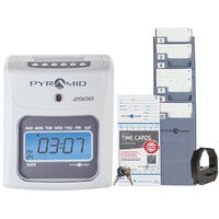 Pyramid Time Systems 2500 White Auto-Aligning Time Clock with 100 Time Cards