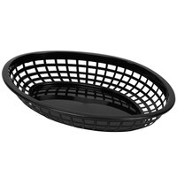Tablecraft C1084BK Black Jumbo Oval Polypropylene Fast Food Basket - 12/Pack