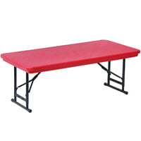 Correll Folding Table With Seminar Legs, 24 inch x 48 inch Plastic Adjustable Height, Red - R-Series