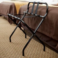 Lancaster Table & Seating Black Folding Luggage Rack with Guard