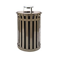 Witt Industries M3601-AT-BN Oakley Standard 36 Gallon Brown Steel Round Outdoor Decorative Waste Receptacle with Ash Top Lid