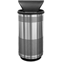 Witt Industries SC55P-01-SS-HT 55 Gallon Standard Perforated Stainless Steel Outdoor Waste Receptacle with Hood Top Lid