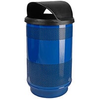 Witt Industries SC55P-01-HT 55 Gallon Standard Perforated Steel Outdoor Waste Receptacle with Hood Top Lid