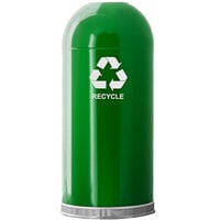 Witt Industries 415DTGN-R 15 Gallon Green Steel Round Indoor Decorative Recycling Receptacle with Open Dome Lid