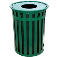 Witt Industries M5001-FT-GN Oakley Standard 50 Gallon Green Steel Decorative Waste Receptacle with Flat Top Lid