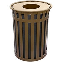 Witt Industries M5001-FT-BN Oakley Standard 50 Gallon Brown Steel Decorative Waste Receptacle with Flat Top Lid