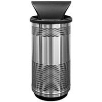 Witt Industries SC35P-01-SS-HT Standard Series 35 Gallon Perforated Stainless Steel Outdoor Waste Receptacle with Hood Top Lid