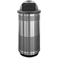 Witt Industries SC35P-01-SS-DT Standard Series 35 Gallon Perforated Stainless Steel Outdoor Waste Receptacle with Push Door Dome Top Lid