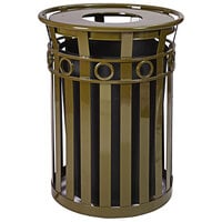 Witt Industries M3600-R-FT-BN Oakley Decorative 36 Gallon Brown Steel Round Outdoor Decorative Waste Receptacle with Flat Top Lid
