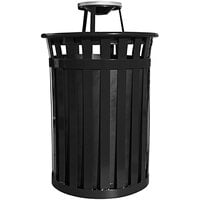 Witt Industries M5001-AT-BK 50 Gallon Oakley Standard Black Steel Outdoor Decorative Waste Receptacle with Ash Top Lid