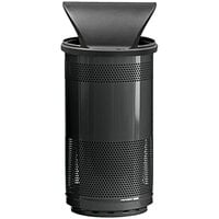 Witt Industries SC35P-01-HT Standard Series 35 Gallon Perforated Steel Outdoor Waste Receptacle with Hood Top Lid