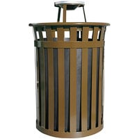 Witt Industries M5001-AT-BN Oakley Standard 50 Gallon Brown Steel Outdoor Decorative Waste Receptacle with Ash Top Lid