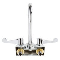 Equip by T&S 5F-4WWX03 Wall Mounted Faucet with 2 13/16 inch Gooseneck Spout, 4 inch Centers, 2.2 GPM Aerator, and Wrist Handles