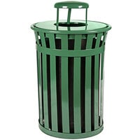 Witt Industries M5001-RC-GN 50 Gallon Oakley Standard Green Steel Outdoor Decorative Waste Receptacle with Rain Cap Lid