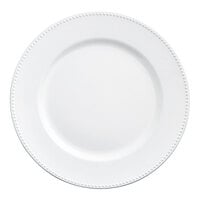Choice 13" Round White Beaded Rim Plastic Charger Plate - 12/Case