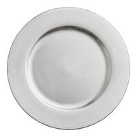 Choice 13" Round Silver Smooth Rim Plastic Charger Plate - 12/Case