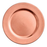 Choice 13" Round Rose Gold / Copper Smooth Rim Plastic Charger Plate - 12/Case