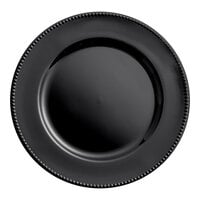 Choice 13" Round Black Beaded Rim Plastic Charger Plate - 12/Case
