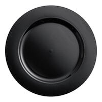 Choice 13" Round Black Smooth Rim Plastic Charger Plate - 12/Case