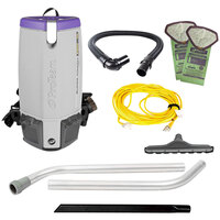 ProTeam 107306 Super Coach Pro 10 Qt. Backpack Vacuum with 101829 Hard Floor Kit with Flat Felt Brush - 120V