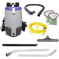 ProTeam 107309 Super Coach Pro 6 Qt. Backpack Vacuum with 101829 Hard Floor Kit with Flat Felt Brush - 120V