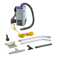 ProTeam 107497 Super Coach Pro 6 Qt. Backpack Vacuum with 107100 Xover Multi-Surface Telescoping Wand Kit, 20" Floor Tool, and Vac Station - 120V