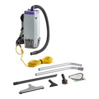 ProTeam 107338 Super Coach Pro 10 Qt. Backpack Vacuum with 107336 Hard Floor Kit with Nylon Brush - 120V
