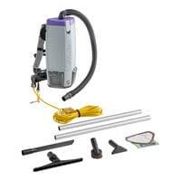 ProTeam 107339 Super Coach Pro 10 Qt. Backpack Vacuum with 105889 Hard Floor  Kit with Scalloped Felt Brush - 120V