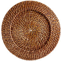 Acopa 13" Round Auburn Rattan Charger Plate - 12/Pack
